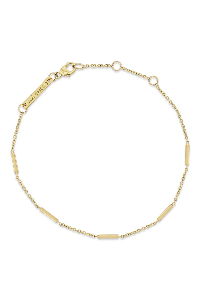 Tiny Bar Station 14K Gold Bracelet, Alternate, color, 14KYG