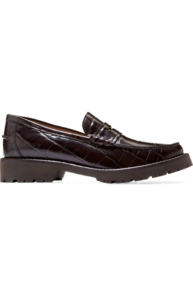 Cole Haan Treena Lug Penny Loafer, Alternate, color, Dark Chocolate Croc Print