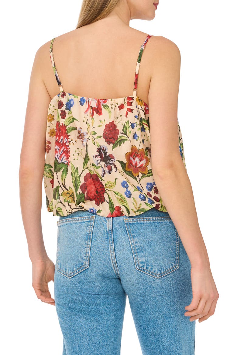 Floral Beaded Bubble Hem Top, Alternate, color, TAN MULTI