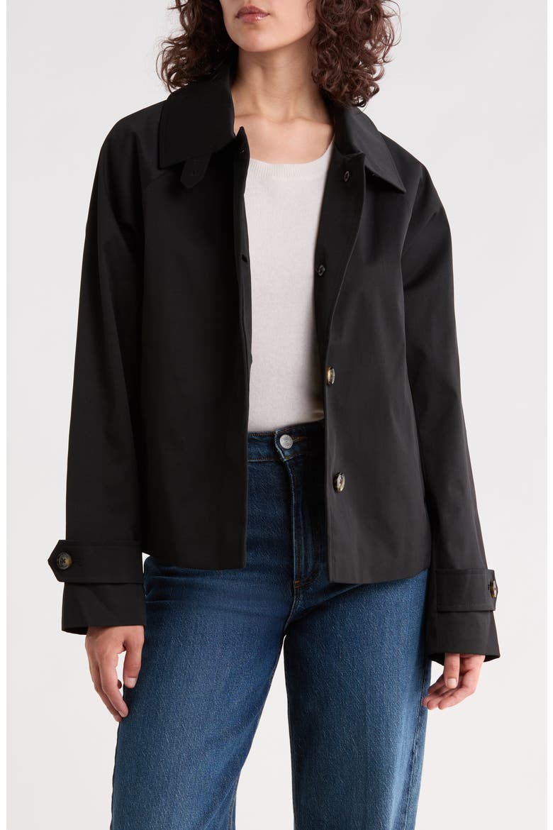Single Breasted Short Trench Coat, Alternate, color, BLACK