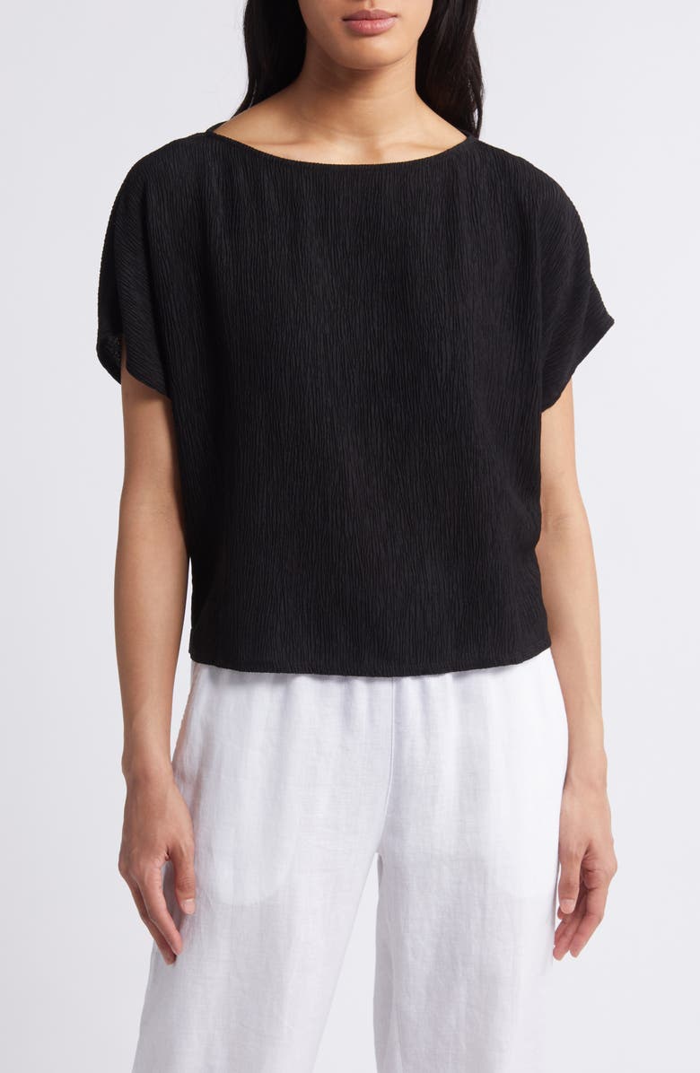 Eileen Fisher Crinkle Bateau Neck Top, Main, color, 