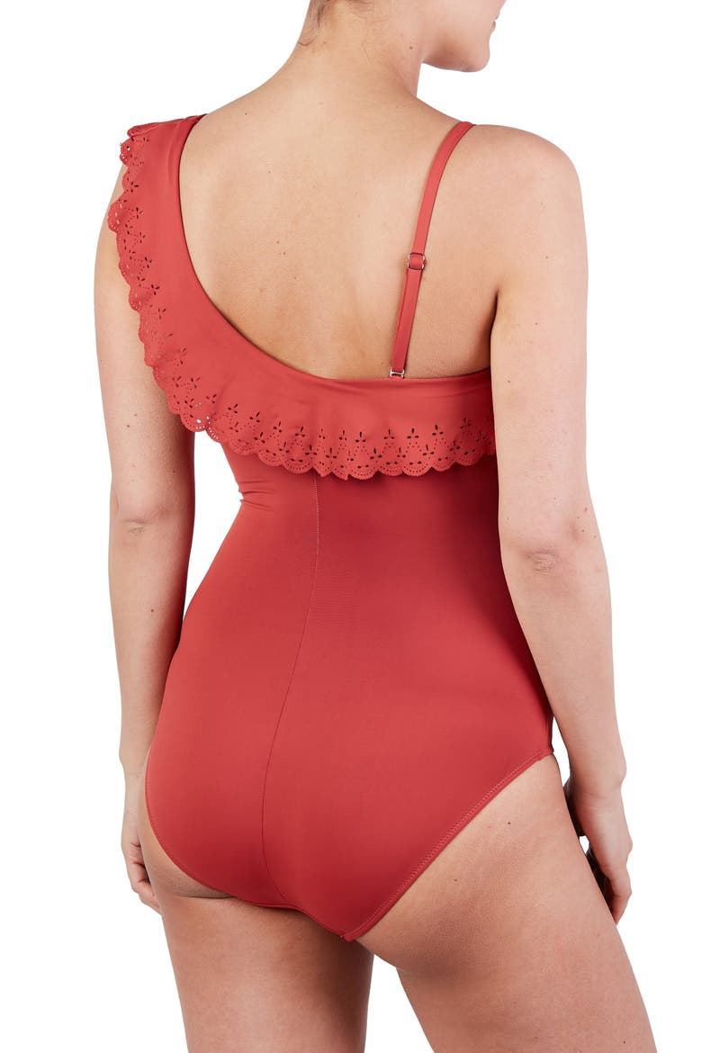 Bloom One-Shoulder One-Piece Maternity Swimsuit, Alternate, color, COPPER