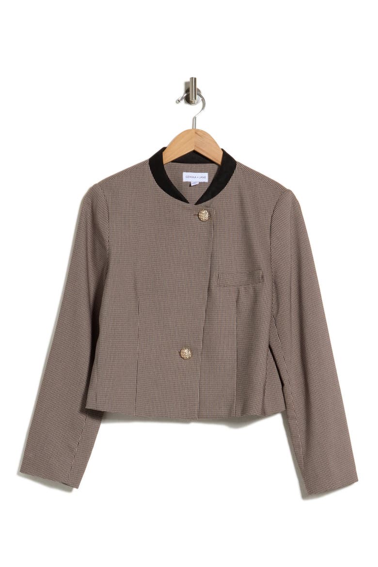 Cropped Houndstooth Jacket, Alternate, color, BLACK/ GREY