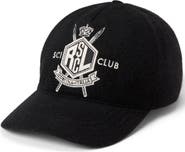 Ralph Lauren Purple Label Embroidered Cashmere Melton Adjustable Baseball Cap
