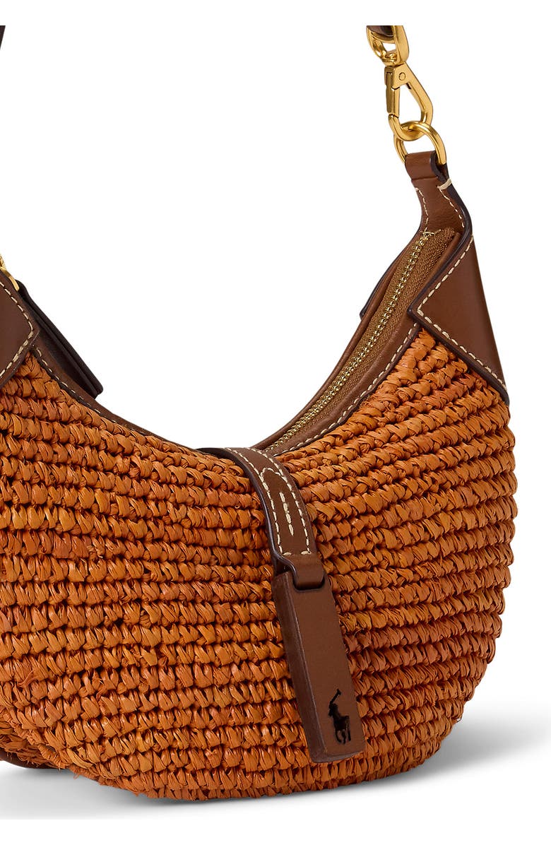 Polo Ralph Lauren Small Polo ID Raffia Shoulder Bag, Alternate, color, Sequoia/ Cuoio