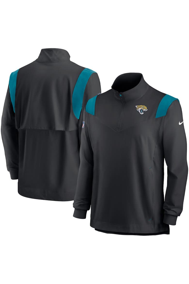 Men's Nike Black Jacksonville Jaguars Sideline Coach Chevron Lockup Quarter-Zip Long Sleeve Top, Main, color, Black