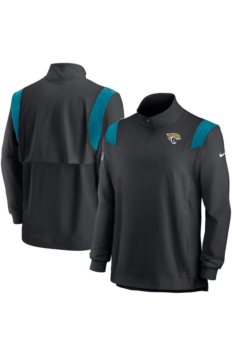 Nike Men's Nike Black Jacksonville Jaguars Sideline Coach Chevron Lockup Quarter-Zip Long Sleeve Top, Main, color,