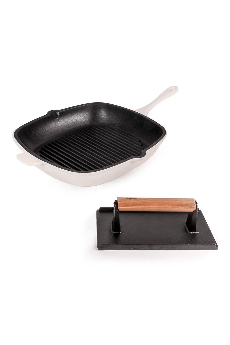 2-Piece Cast Iron Grill Set, Main, color, WHITE