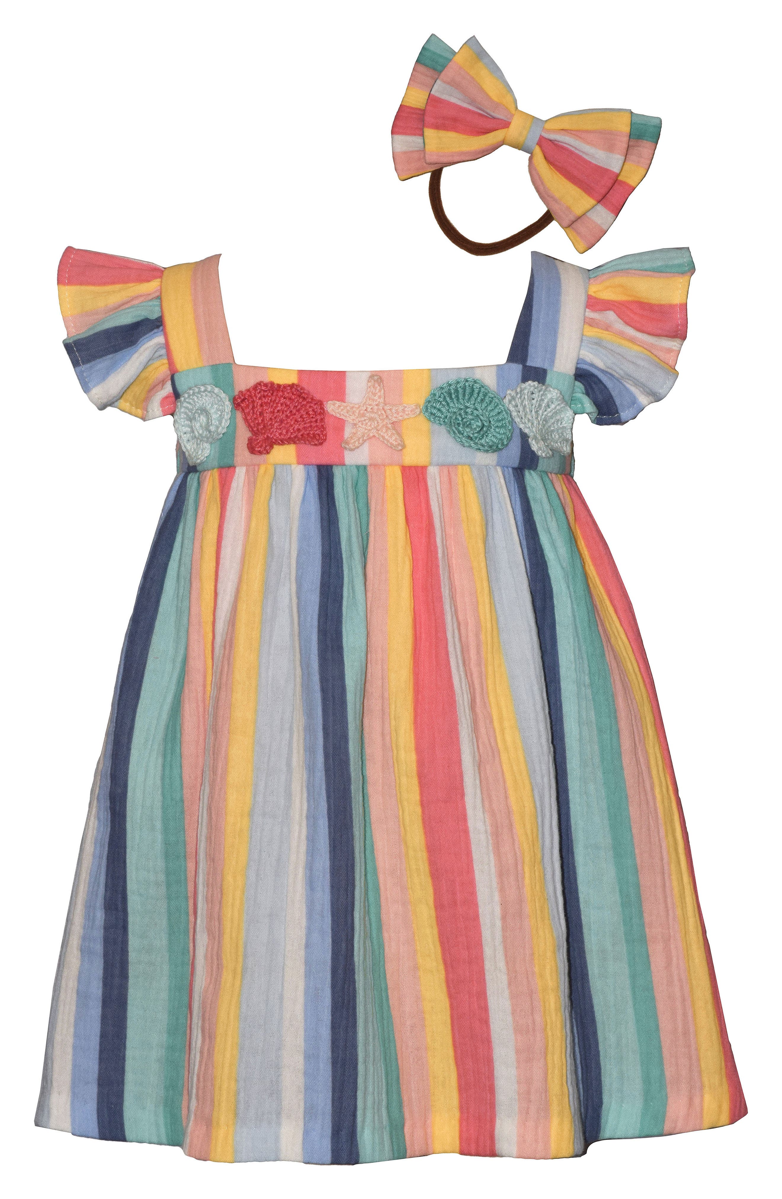 Iris & Ivy Shell Appliqué Dress & Headband Set