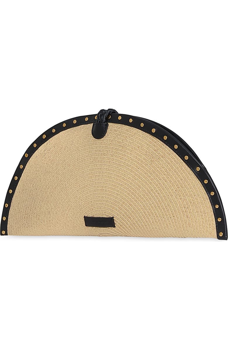 Rebecca Minkoff Half Moon Studded Straw Clutch, Alternate, color, Light Natural/ Black