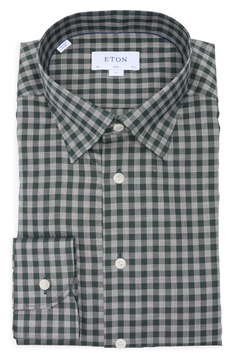 Eton Slim Fit Gingham Oxford Cotton Dress Shirt, Main, color,