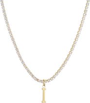 Adornia Initial Charm Tennis Necklace