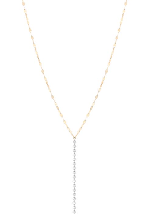 14K Gold Floating Diamond Lariat Necklace