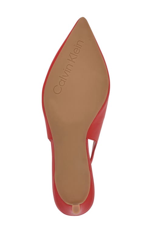 Calvin Klein Dainty Kitten Heel Pointed Toe Slingback Pump In Red