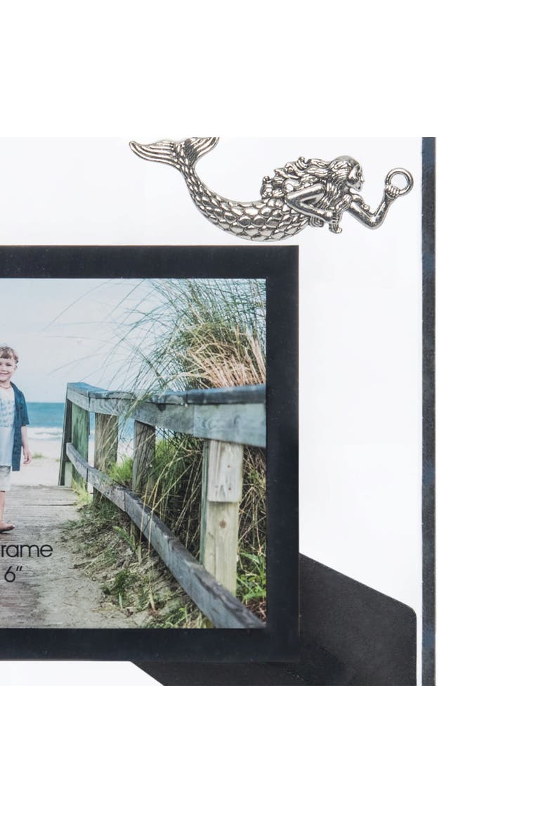 Glass 4X6 Photo Frame With Pewter Mermaid, Alternate, color, White