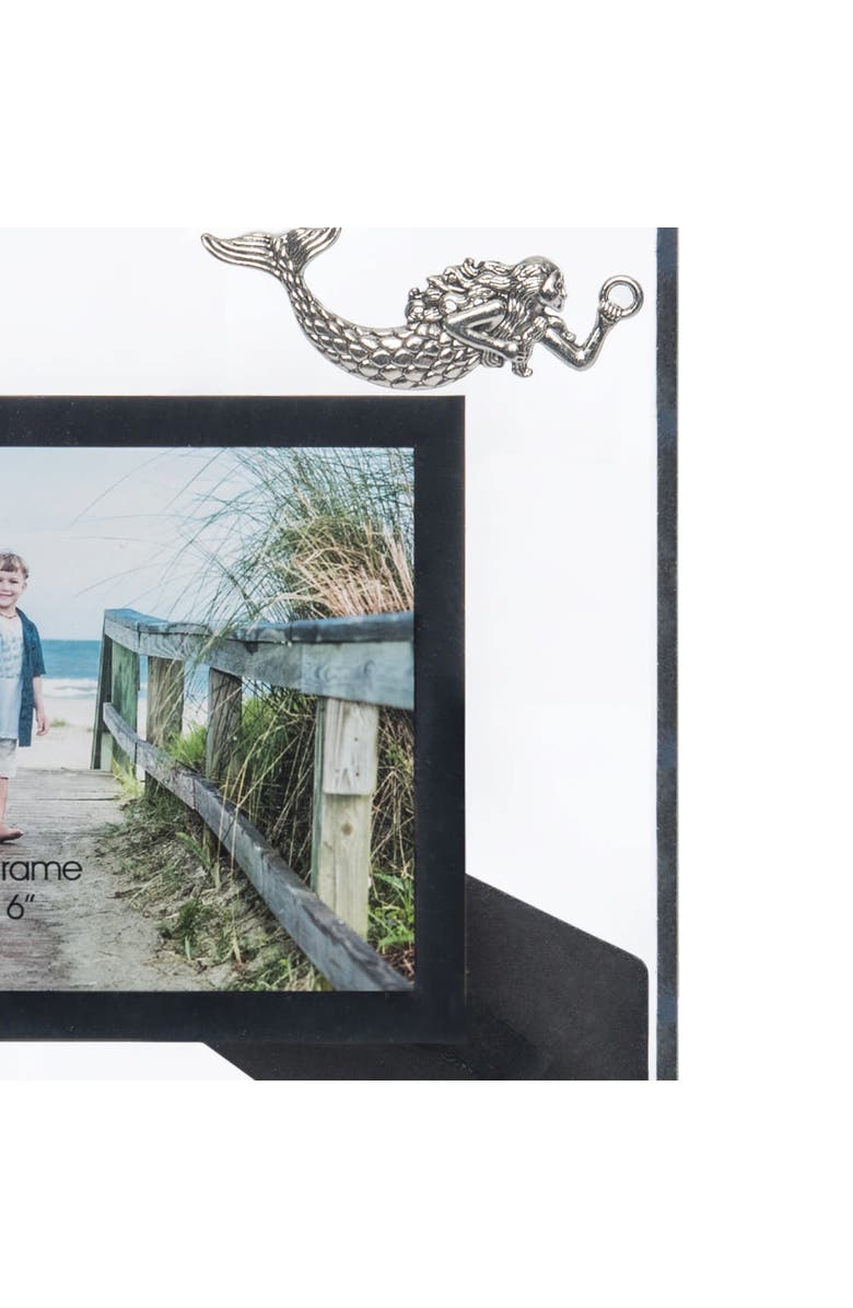 Beachcombers Glass 4X6 Photo Frame With Pewter Mermaid, Alternate, color, White