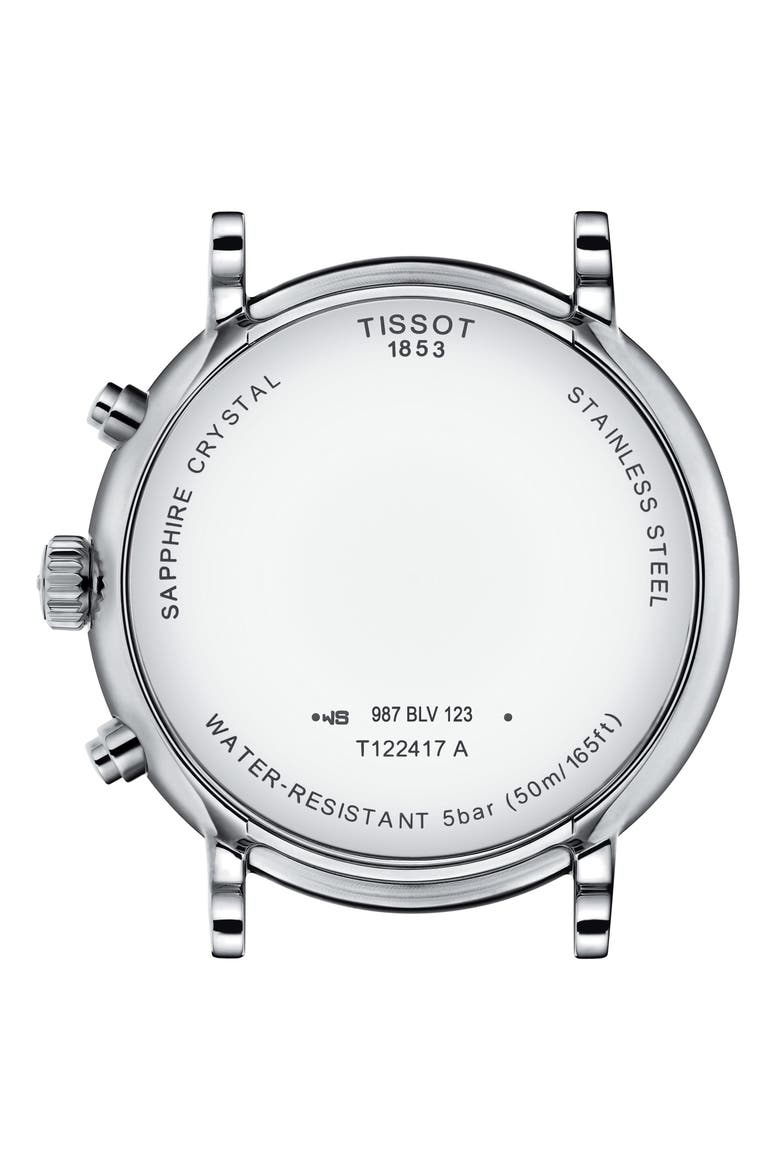 T-Classic Carson Premium Chronograph Leather Strap Watch, 41mm, Alternate, color, SILVER