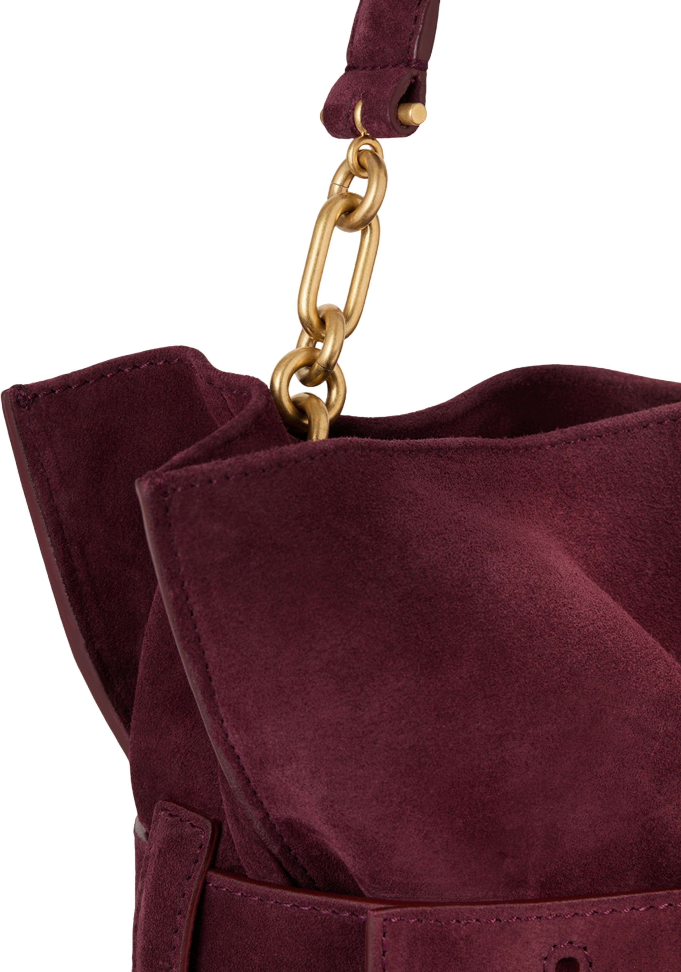 Balmain Medium Anthem suede leather bag, Alternate, color, Red