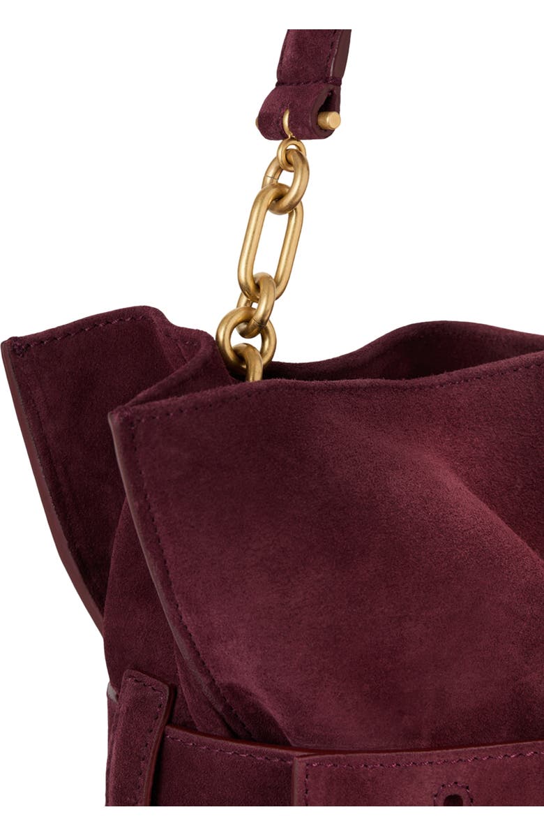 Balmain Medium Anthem suede leather bag, Alternate, color, Red
