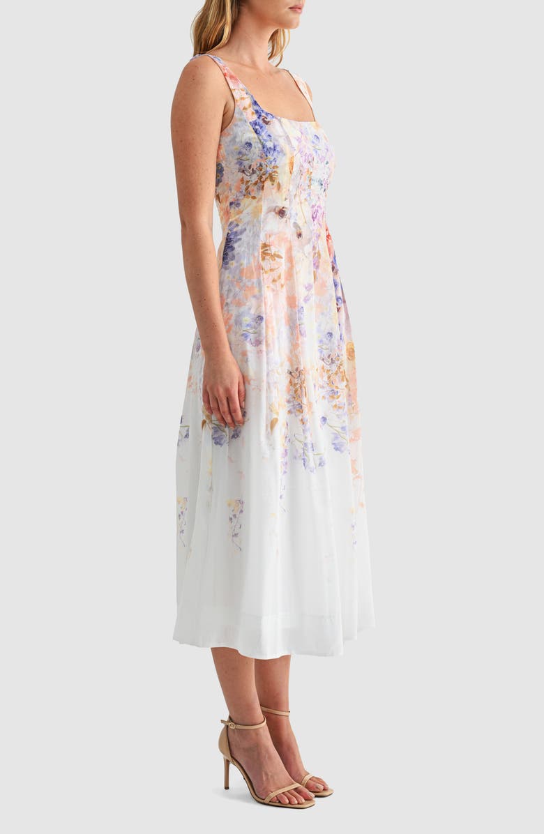 Mila Mae Print Pleated Sleeveless Maxi Dress, Alternate, color, White Floral