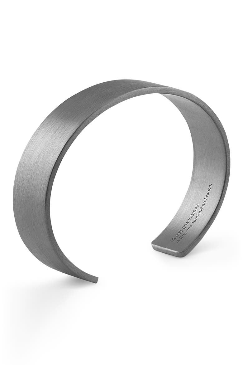 Men's 41G Brushed Sterling Silver Ribbon Cuff Bracelet, Alternate, color, BLACK SILVER