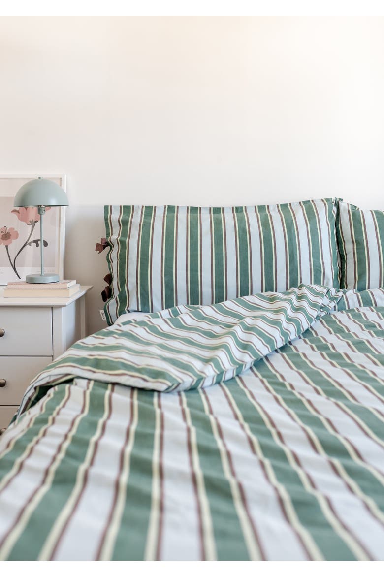 Cotton Striped Bedding Set, Alternate, color, Blue Stripe