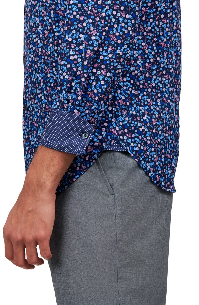 W.R.K Liberty Floral Print Stretch Performance Dress Shirt, Alternate, color, Navy
