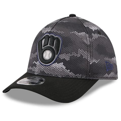 Men's New Era Black Milwaukee Brewers Camo 39THIRTY A-Frame Flex Hat