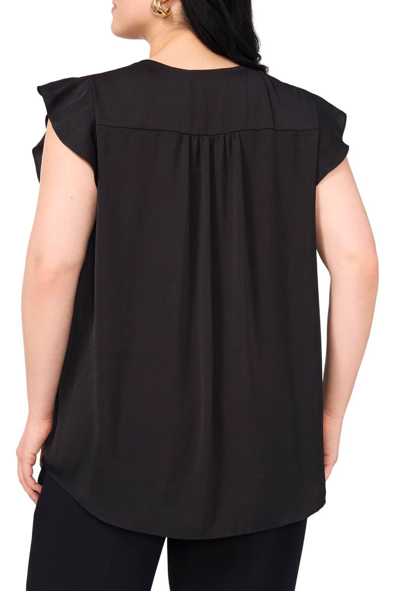 Ruffle Shoulder Sleeveless Blouse, Alternate, color, RICH BLACK