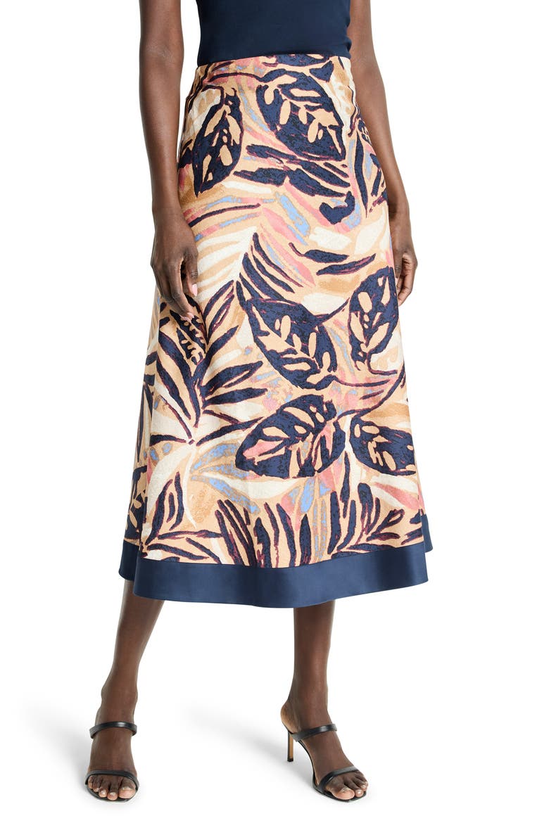Terracotta Garden Cotton Midi Skirt, Main, color, NEUTRAL MULTI