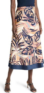 NIC+ZOE Terracotta Garden Cotton Midi Skirt