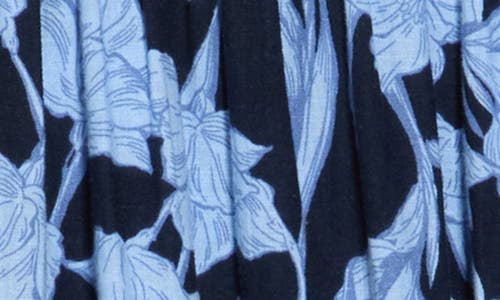 Caslon ® Floral Linen Blend Pull-on Skirt In Navy Blazer- Blue Phoenix