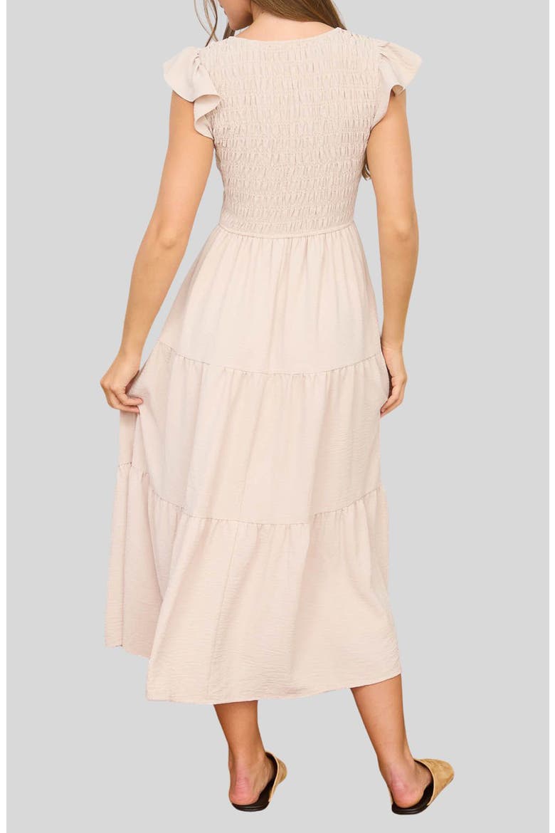 Smocked Maxi Dress, Alternate, color, KHAKI