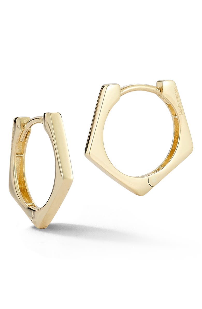 Ember Fine Jewelry Pentagon Huggie Hoop Earrings, Main, color, Gold