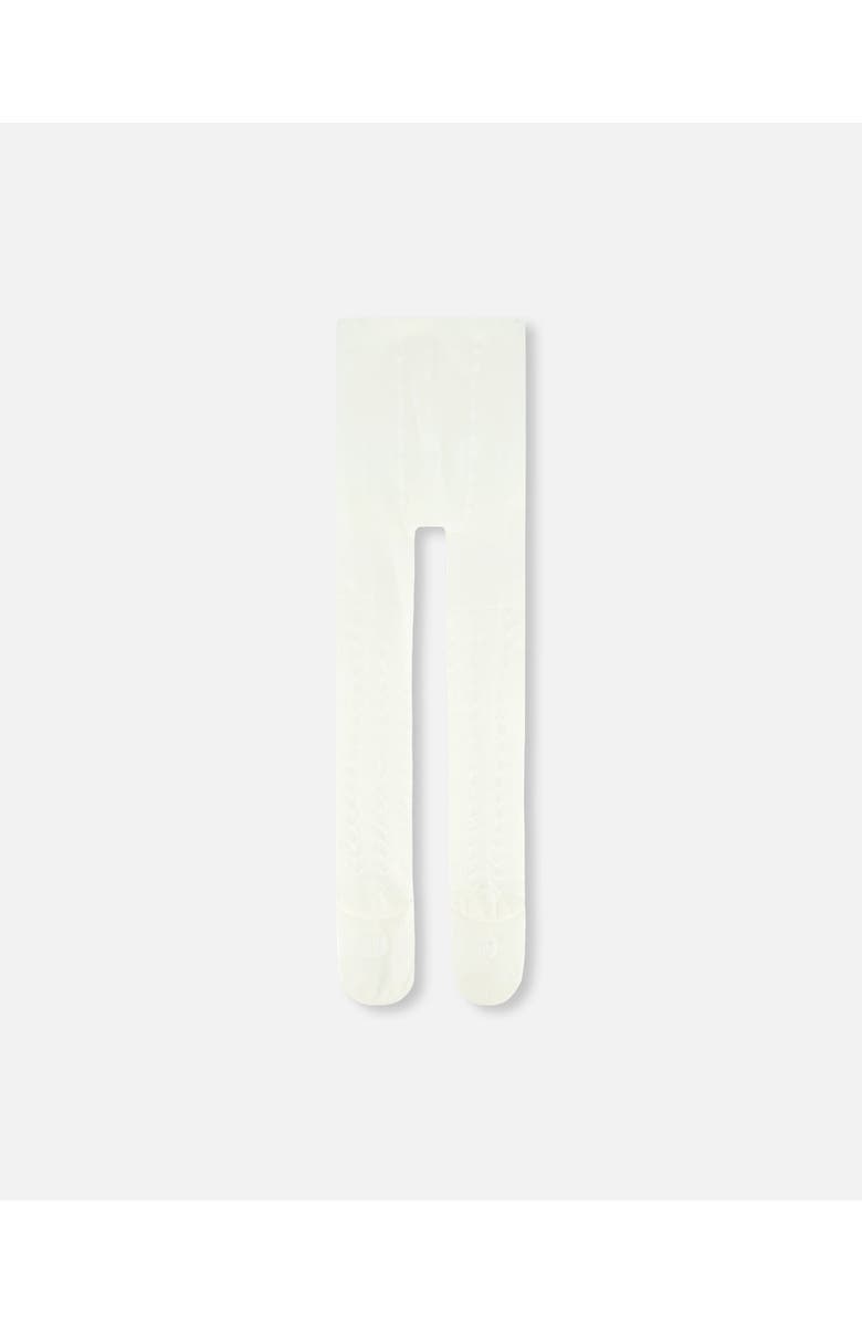 Deux par Deux Baby Girl's Tonal Jacquard Tights Off White, Alternate, color,