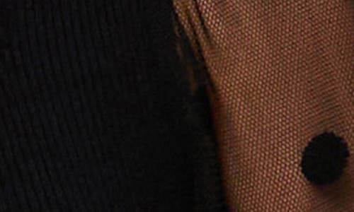 Vici Collection Mina Polka Dot Sleeve Knit Shirt In Black