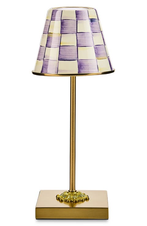 Violet Check LED Rechargeable Cafe Table Lamp
