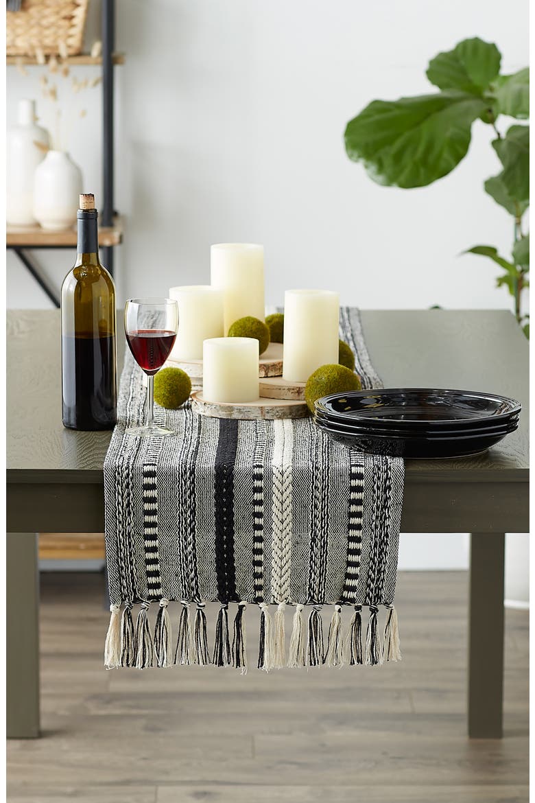 Braided Stripe Table Runner, Alternate, color, BLACK
