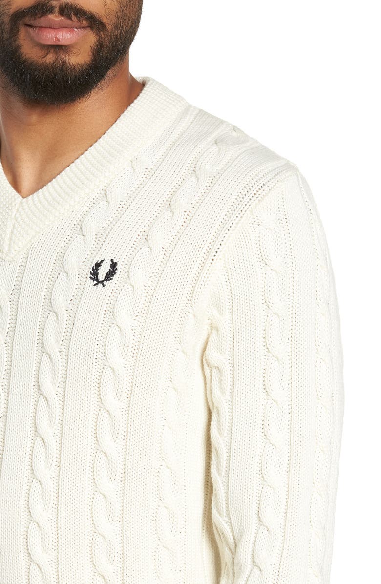 Fred Perry Wool Blend Cable Knit Sweater, Alternate, color, 