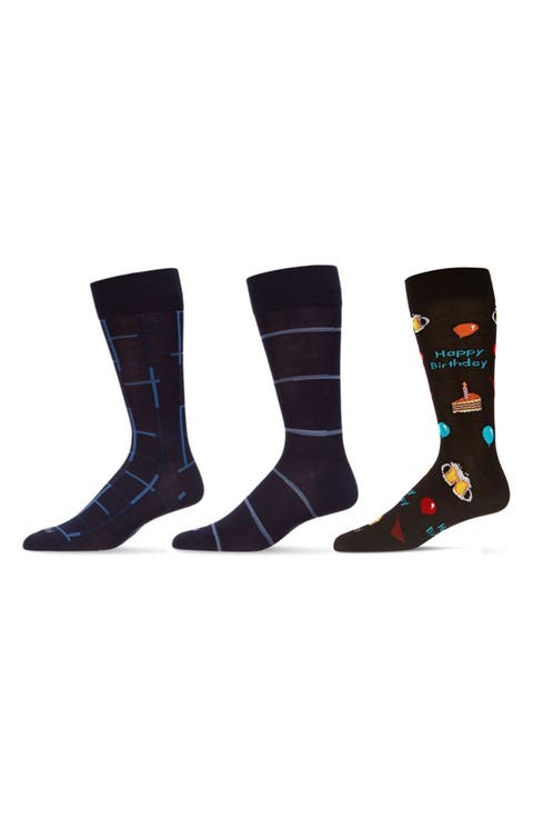 Happy Birthday Assorted 3-Pack Crew Socks