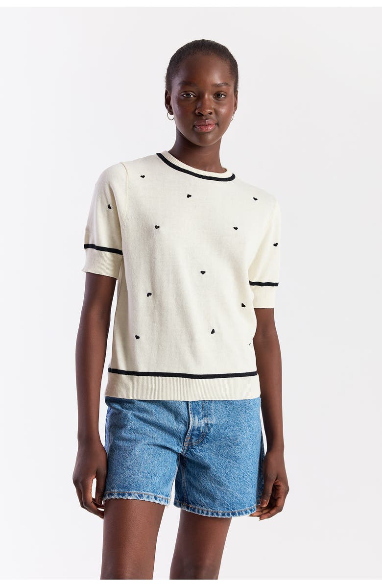 WISPR Mini Heart Embroidered Top, Main, color, Cream/Black