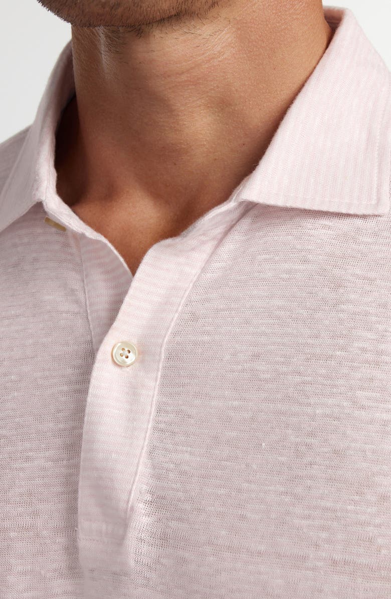 David Donahue Slub Linen Polo, Alternate, color, Pale Pink