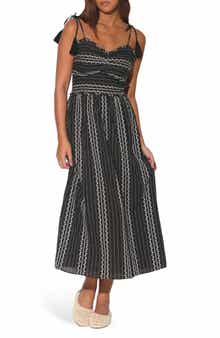 Walter Baker Carrie Tie Strap Embroidered Cotton Sundress