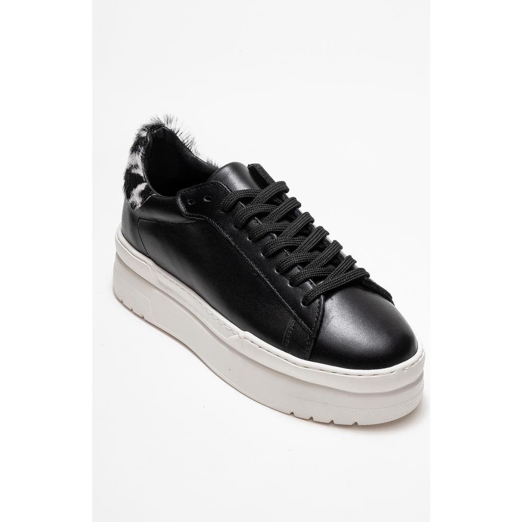 Forever & Always Shoes Anabel Leather Platform Sneakers In Black