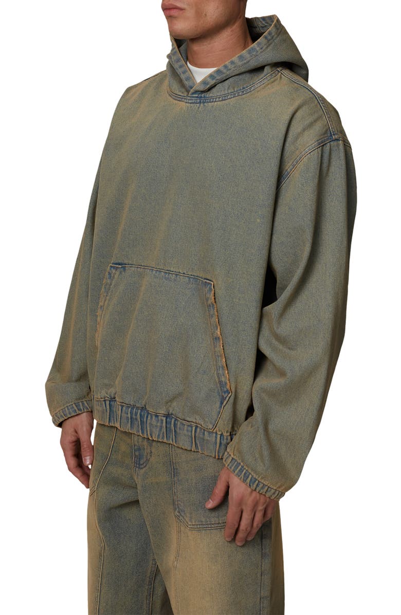 Good For Nothing Oversized Denim Pullover Hood, Alternate, color, Blue