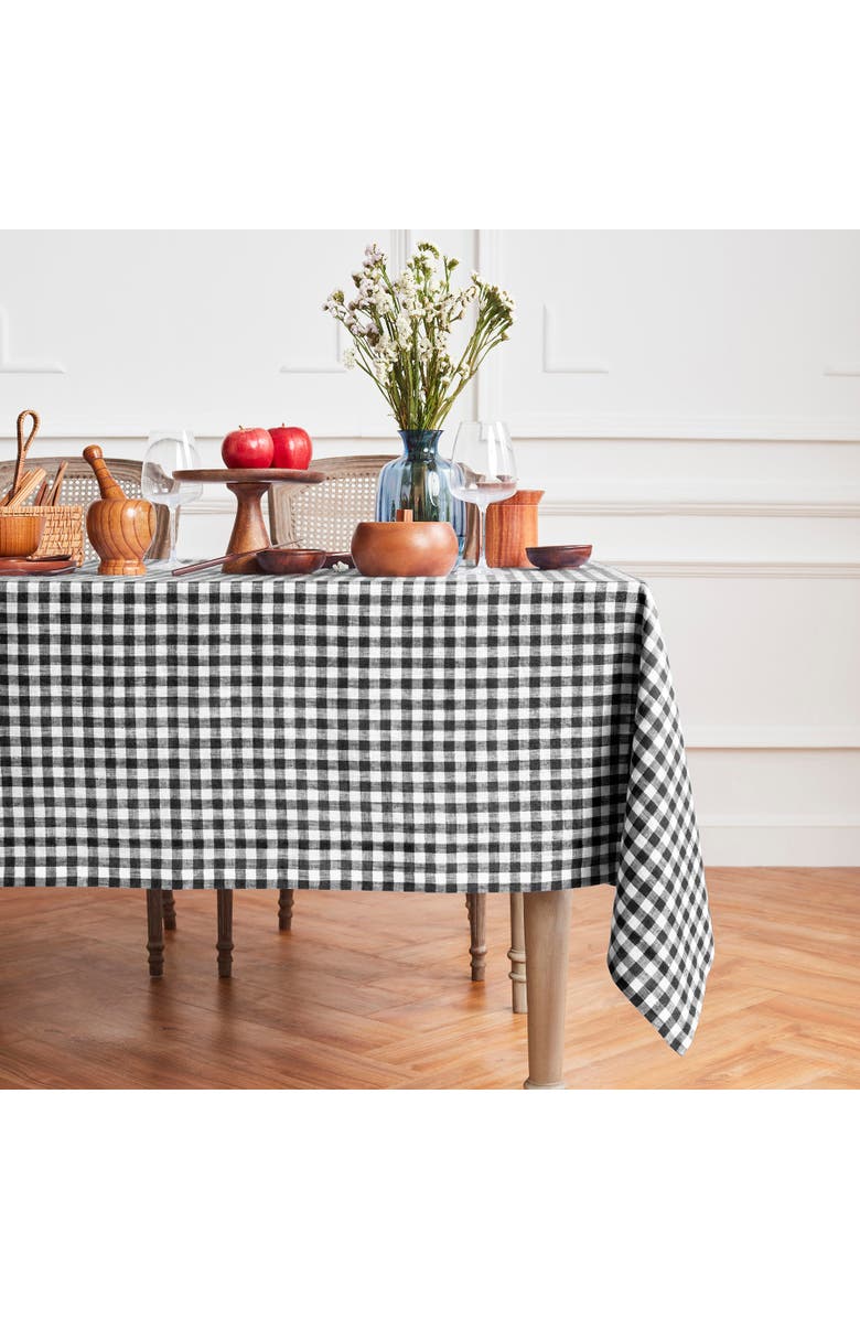 Solino Home Linen Tablecloth - Gingham Check, Alternate, color, Black