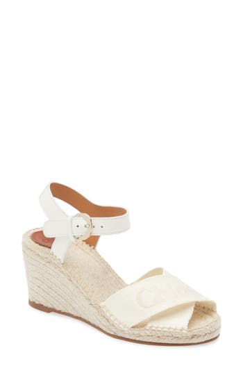 Chloé Platform Wedge Espadrille Sandal In White