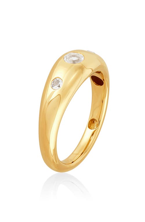 Frankie & Zoe 14k Yellow Gold White Topaz Dome Ring In Yellow Gold