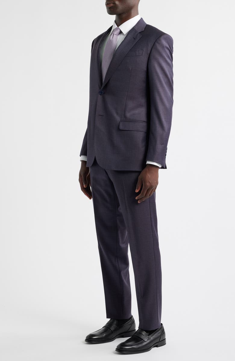 Emporio Armani Dark Purple Melange Wool Suit, Alternate, color, Purple