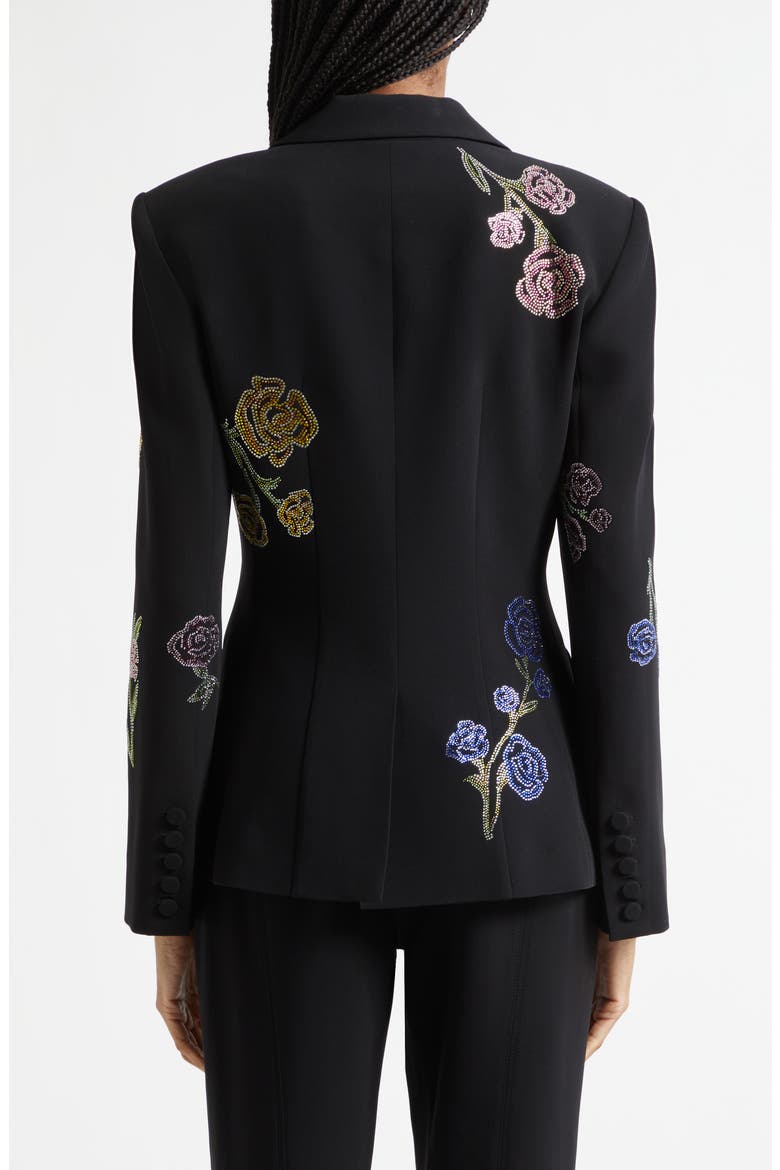 Floral Ribbons Diamante Crepe Jacket, Alternate, color, BLACK MULTI